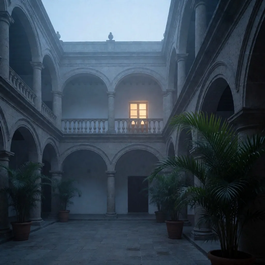 Patio silencioso en Lima al amanecer