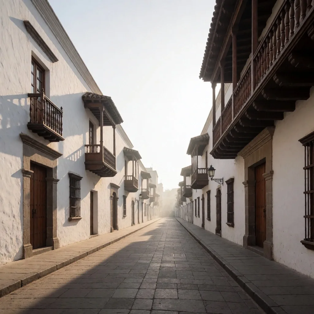 Calle tranquila de San Isidro en Lima al amanecer