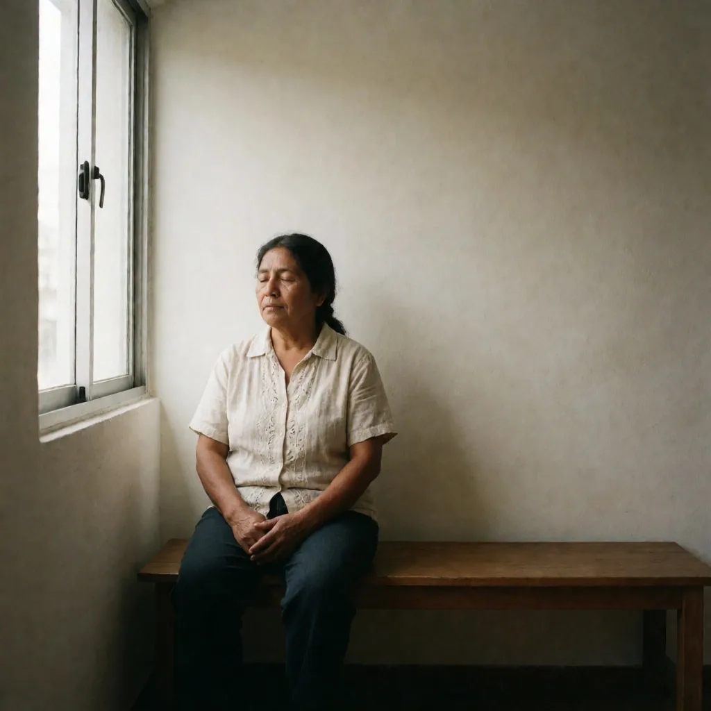 Persona descansando en silencio en una habitación minimalista
